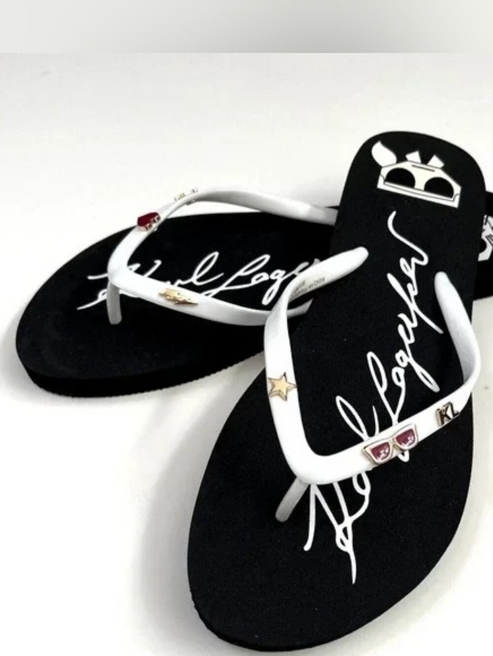 Karl Lagerfeld Zonny Choupette Flip Flops with Embellished Accents